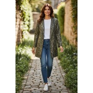 Vero Moda Pearl Leopard, Green Carson Knit, Snap Front, Stitch Fix Jacket Blazer